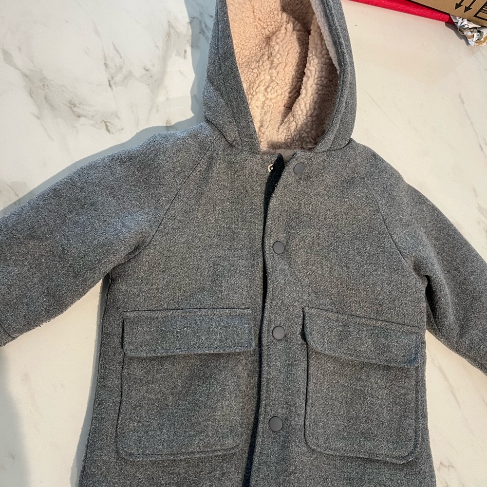 Zara toddler boys size 2 to 3 years old gray Sherling coat